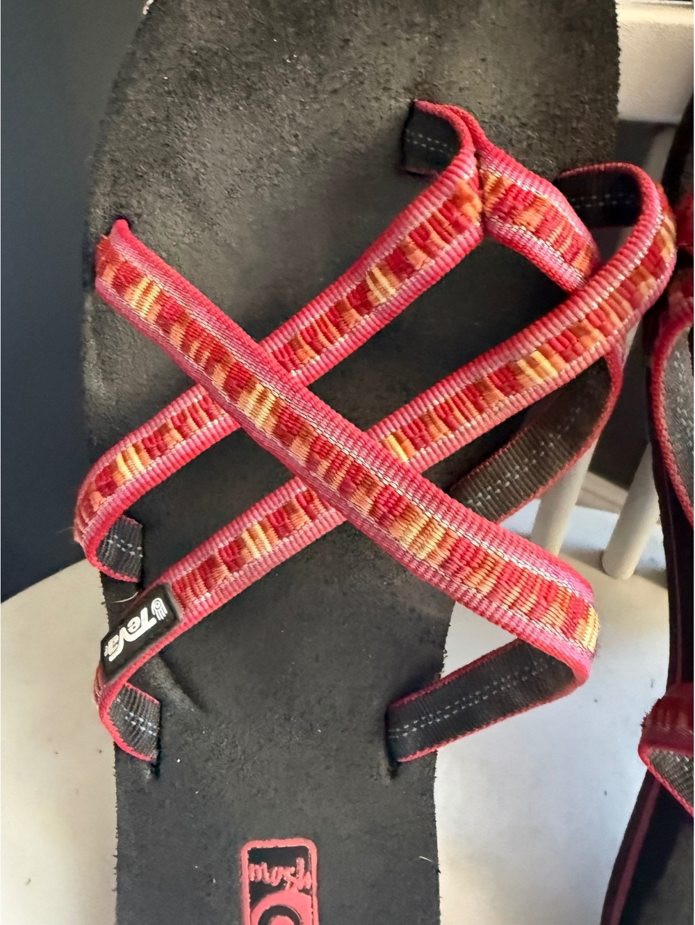 Teva Women's Strappy Pink and Orange Sandals - Picture 4 of 7